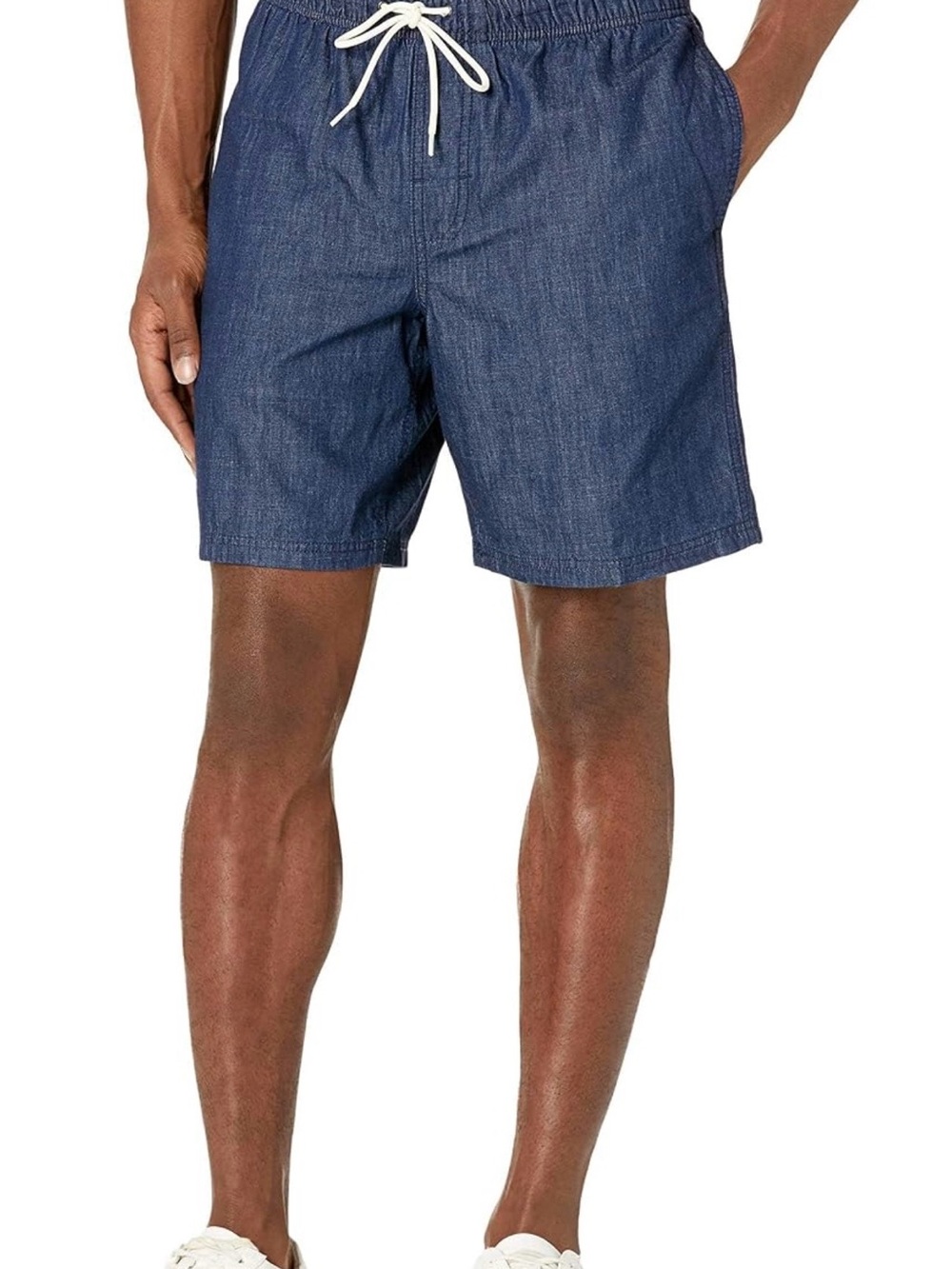 Men's Casual Drawstring Denim-Effect Shorts - Blue